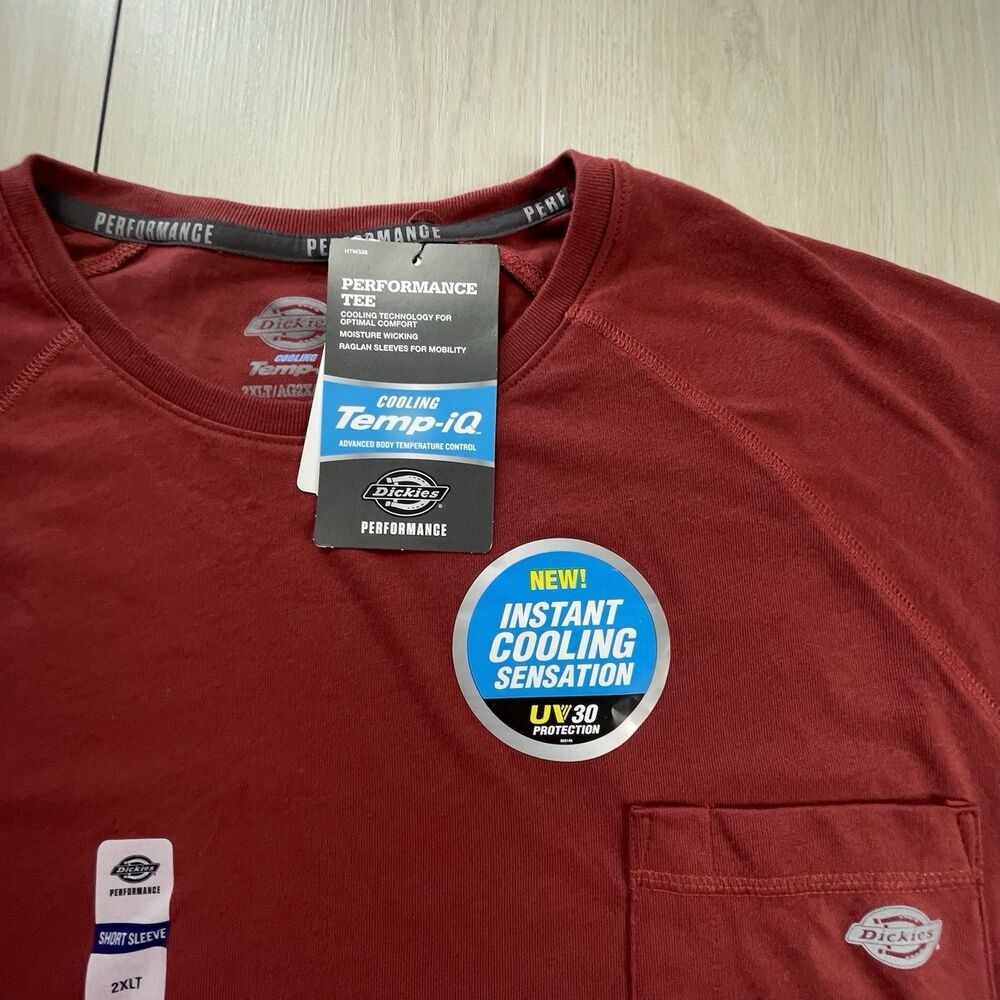 Dickies Cooling Temp IQ Shirt Mens 2XLT Red Pocket Tall Work Wear Performance - Picture 4 of 12